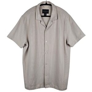 Christian Lacroix Men's Beige Striped Short Sleeve Button‎ Up XL Relaxed fit